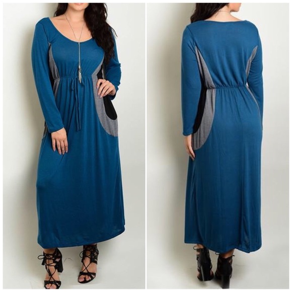 bchic_boutique Dresses & Skirts - ❗️CLOSING SALE❗️PLUS:Teal Long Sleeve Maxi Dress
